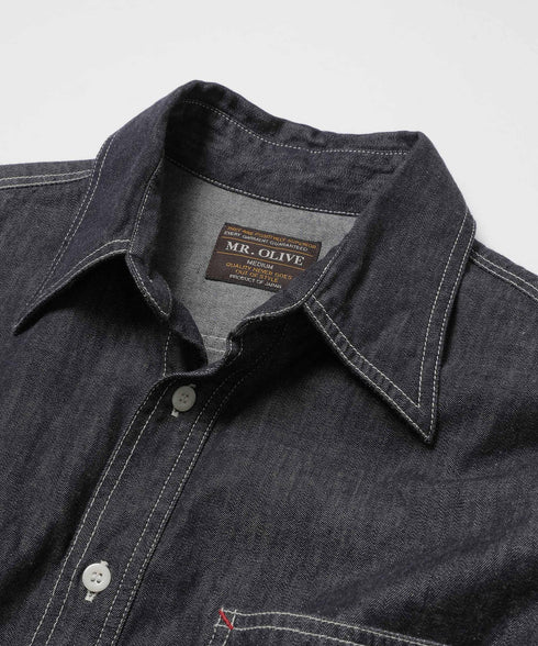 MR.OLIVE / 6oz DENIM / RINSE WASH SERVICEMAN SHIRT / ミスターオリーブ / 6オンスデニム / リンスウォッシュ サービスマンシャツ